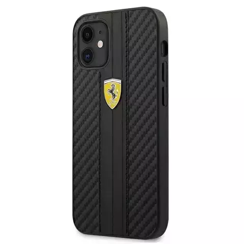 Etui na telefon Ferrari iPhone 12 mini 5,4" czarny/black hardcase On Track PU Carbon 