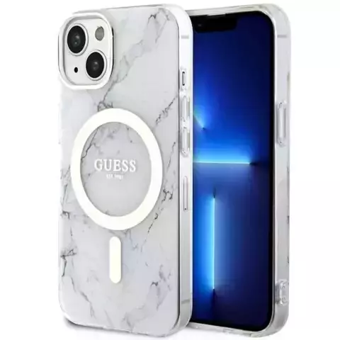 Etui na telefon Guess GUHMP14MPCUMAH do Apple iPhone 14 Plus 6.7" biały/white hardcase Marble MagSafe