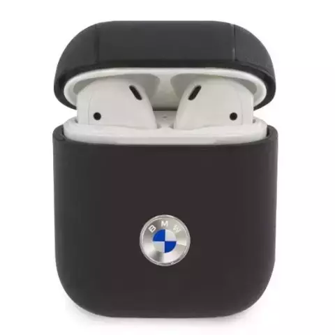 Etui ochronne na słuchawki BMW do AirPods cover granatowy/navy Geniune Leather Silver Logo 