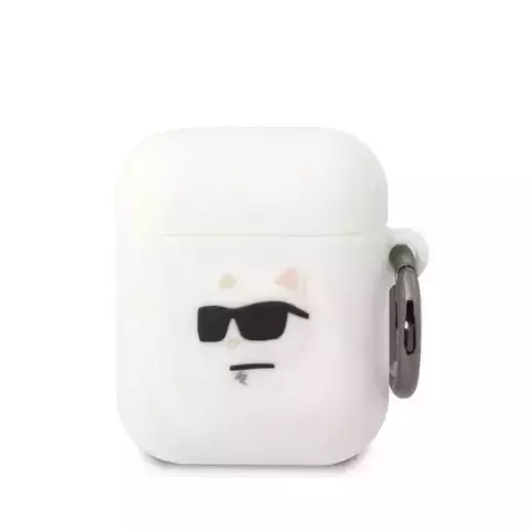 Etui ochronne na słuchawki Karl Lagerfeld KLA2RUNCHH do Apple AirPods 1/2 cover biały/white Silicone Choupette Head 3D