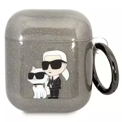 Etui ochronne na słuchawki Karl Lagerfeld do Airpods 1/2 cover czarny/black Gliter Karl&Choupette