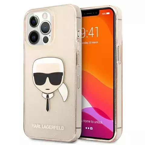 Etui ochronne na telefon Karl Lagerfeld KLHCP13LKHTUGLGO do Apple iPhone 13 Pro / 13 6,1" złoty/gold hardcase Glitter Karl`s Head