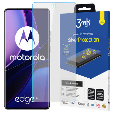 Folia ochronna do Motorola Edge 40 3mk Silver+ 7H na cały ekran antywirusowa Protection+
