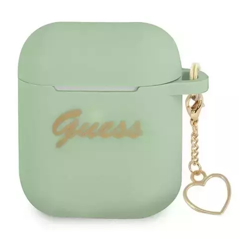 Guess GUA2LSCHSN AirPods cover zielony/green Silicone Charm Heart Collection