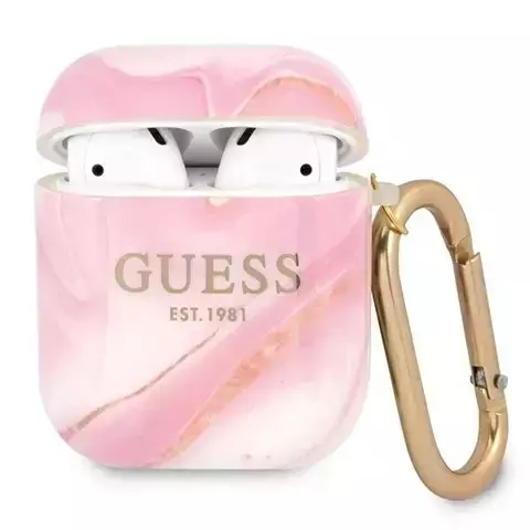 Guess GUA2UNMP AirPods cover różowy/pink Marble Collection