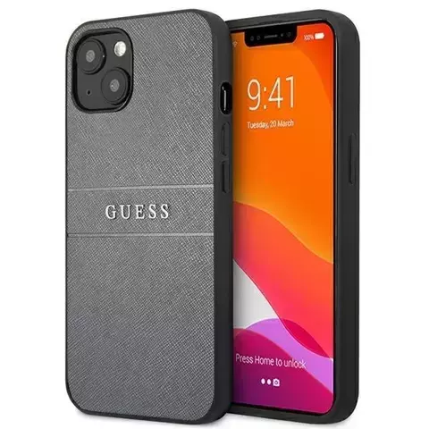 Guess GUHCP13SPSASBGR iPhone 13 mini 5,4" szary/grey Saffiano Strap