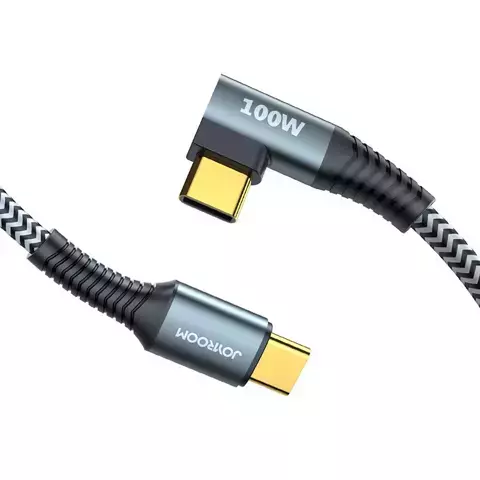 Joyroom kątowy kabel przewód USB Typ C - USB Typ C Power Delivery 100W 5A 1,5m szary (S-1550N12 C-C gray)