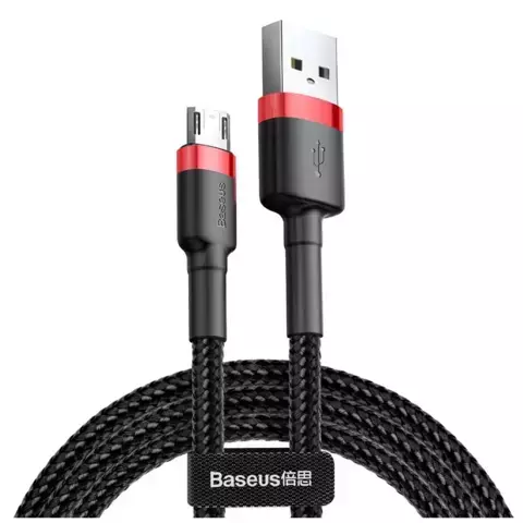 Kabel nylonowy Baseus Cafule Micro-USB 1.5A 200cm Czarny/czerwony