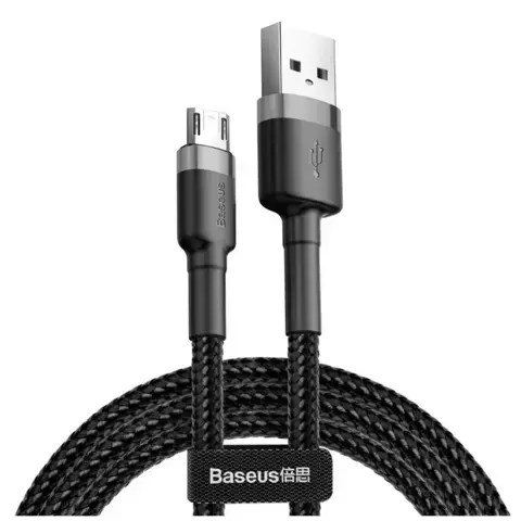 Kabel nylonowy Baseus Cafule Micro-USB 2.4A 100cm Czarny/szary