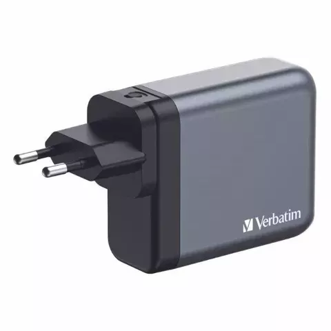 Ładowarka sieciowa Verbatim GaN 240W 3xUSB-C/USB-A Szara + Adapter