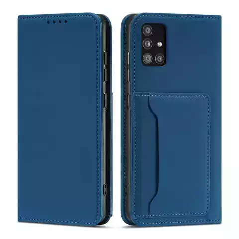 Magnet Card Case etui do Xiaomi Redmi Note 11 pokrowiec portfel na karty kartę podstawka niebieski