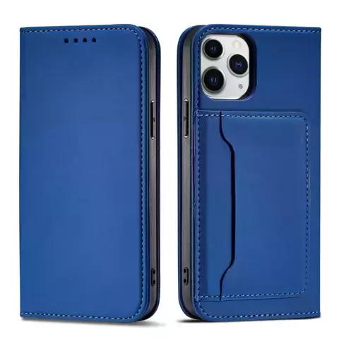 Magnet Card Case etui do iPhone 12 pokrowiec portfel na karty kartę podstawka niebieski