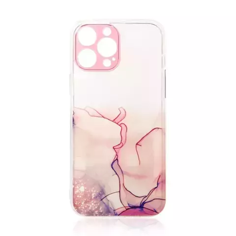 Marble Case etui do iPhone 12 żelowy pokrowiec marmur różowy