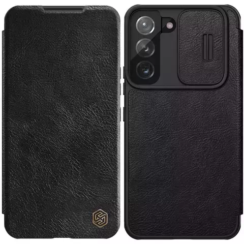 Nillkin Qin Leather Pro Case etui do Samsung Galaxy S22 osłona na aparat kabura pokrowiec obudowa z klapką czarny