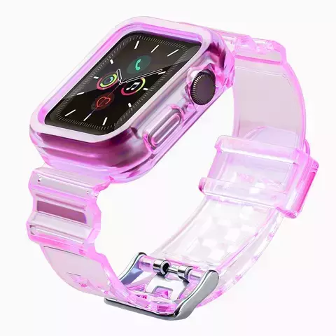 Opaska Strap Light Set silikonowy pasek bransoleta bransoletka etui do zegarka do Apple Watch 2/3/4/5/6/SE 42/44 Czerwony