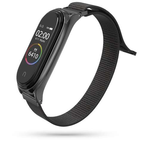 Pasek Nylon do Xiaomi Mi Smart Band 5/6/6 NFC Black