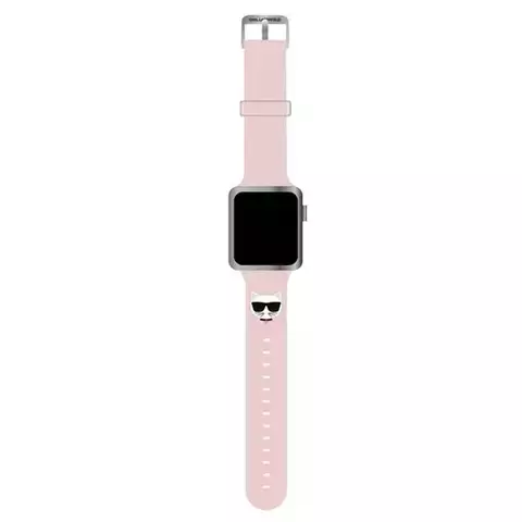 Pasek do smartwatcha Karl Lagerfeld KLAWLSLCP do Apple Watch 42/44/45mm różowy/pink strap Silicone Choupette Heads