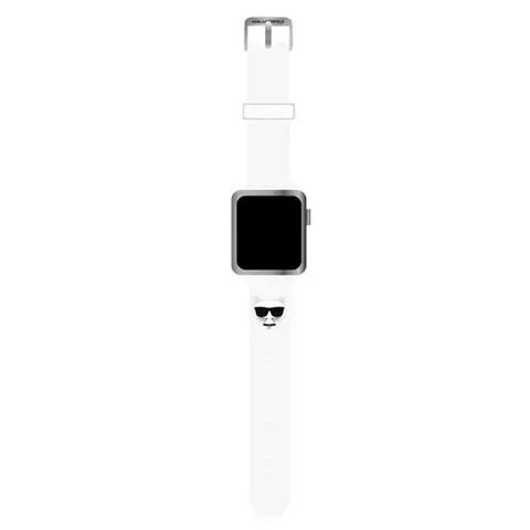 Pasek do smartwatcha Karl Lagerfeld KLAWLSLCW do Apple Watch 42/44/45mm biały/white strap Silicone Choupette Heads