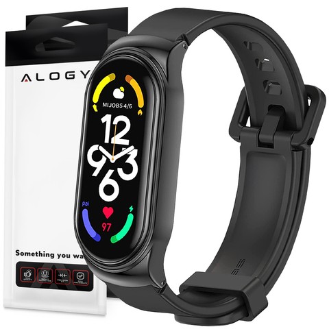 Pasek silikonowy Alogy z zapięciem opaska do Xiaomi Mi Band 7 Black