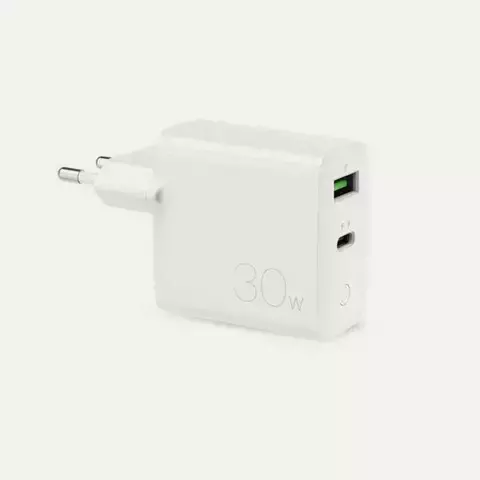 Puro Ładowarka sieciowa Mini FAST 1xUSB+1xUSB-C 30W biały/white FCMTCUSBAC30WPDWHI