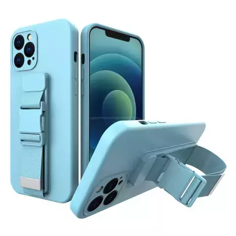 Rope case żelowe etui ze smyczą łańcuszkiem torebka smycz iPhone 13 Pro niebieski