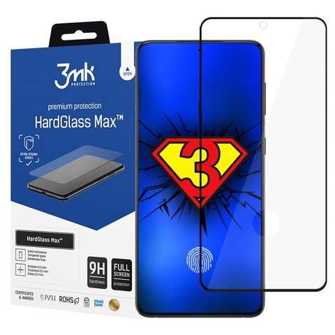 Szkło 3mk HardGlass Max Finger Print do Samsung Galaxy S21 Plus Black