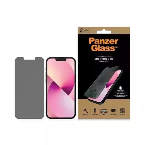 Szkło PanzerGlass Standard Super+ do iPhone 13 Mini 5,4" Privacy Antibacterial P2741