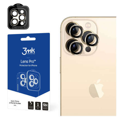 Szkło ochronne na obiektyw telefonu 3mk Lens Protection Pro do Apple iPhone 14 Pro / 14 Pro Max Gold