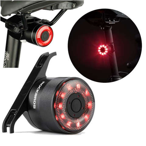 Tylna lampka rowerowa wodoodporna RockBros Q1 7x kolor LED USB pod siodełko oświetlenie światło na tył