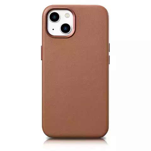 iCarer Case Leather pokrowiec etui z naturalnej skóry do iPhone 14 Plus brązowy (kompatybilne z MagSafe)