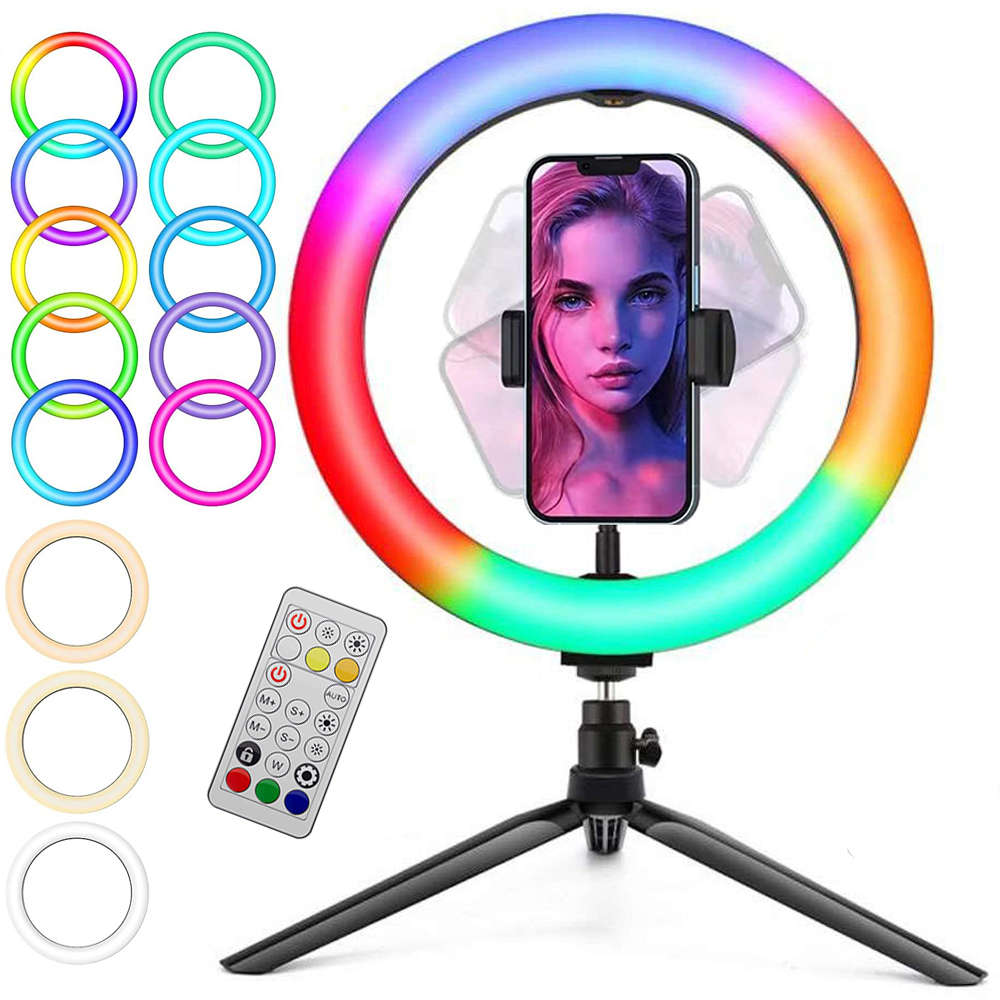 Lampa pierścieniowa LED RGB Statyw Uchwyt na telefon Ring Lamp Stojak ...