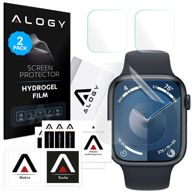 2x Folia ochronna Hydrożelowa hydrogel Alogy do smartwatcha do Apple Watch 9 45mm