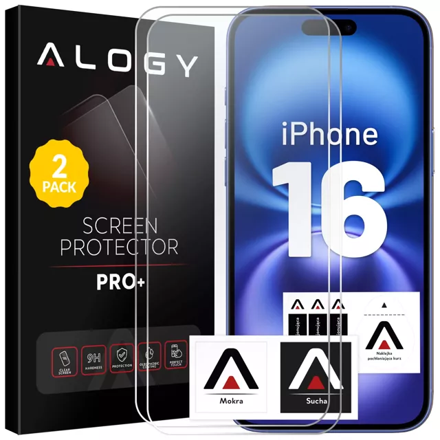 2x Szkło hartowane do Apple iPhone 16 ochronne szkiełko na ekran 9H Alogy Heavy Pro+™️ [2szt]