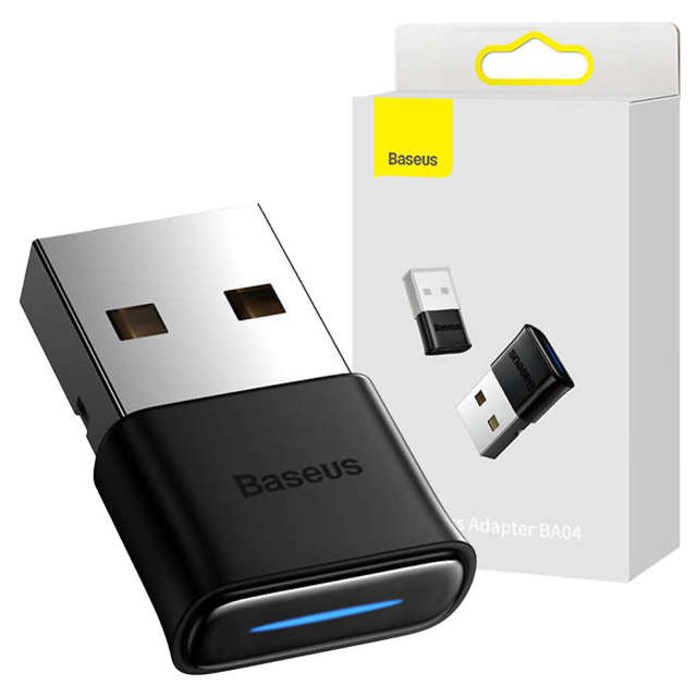 Adapter Baseus 7w1 odbiornik Bluetooth USB 5.0 20m do komputera PC Czarny