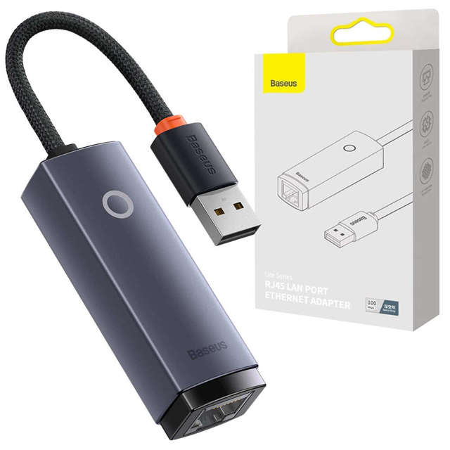 Adapter karta sieciowa LAN Baseus Erhernet przejściówka USB-A do RJ45 100Mbps