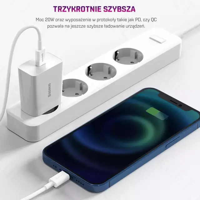 BASEUS Mini Ładowarka sieciowa USB-C PD 20W Czarny