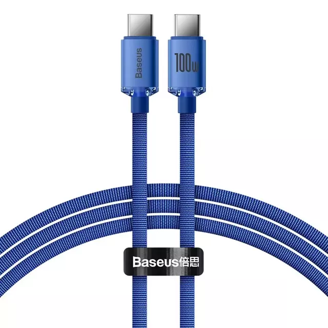 Baseus Crystal Shine Series kabel przewód USB do szybkiego ładowania i transferu danych USB Typ C - USB Typ C 100W 1,2m niebieski (CAJY000603)