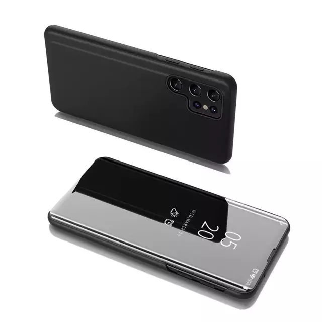 Clear View Case futerał etui z klapką Samsung Galaxy S22 Ultra czarny