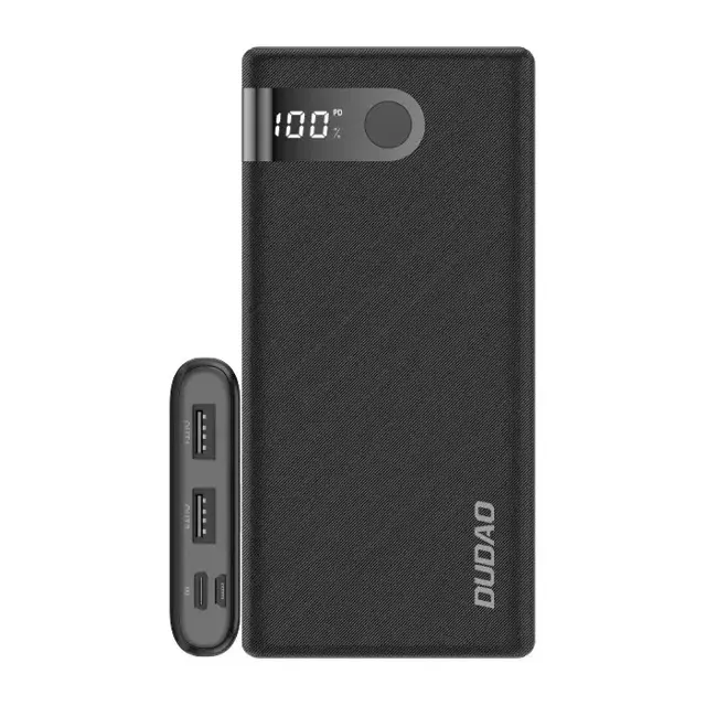 Dudao powerbank 10000 mAh 2x USB / USB Typ C / micro USB 2 A z ekranem LED czarny (K9Pro-02)