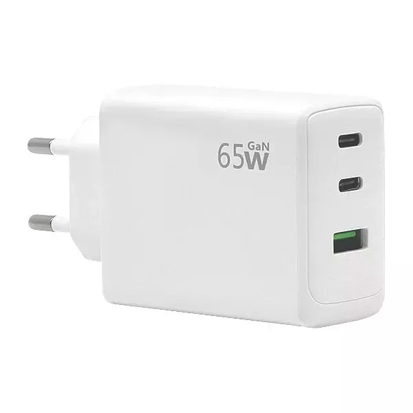 Ecobox Ładowarka Sieciowa USB + 2xTyp-C 65W PD + PPS Biała