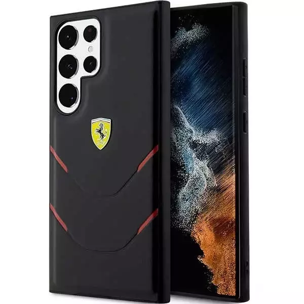 Etui Ferrari FEHCS23LPBAK do Samsung Galaxy S23 Ultra S918 czarny/black hardcase Hot Stamp Lines