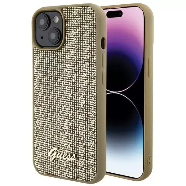 Etui Guess GUHCP15SPMSDGSD do iPhone 15 6.1" złoty/gold hardcase Disco Metal Script