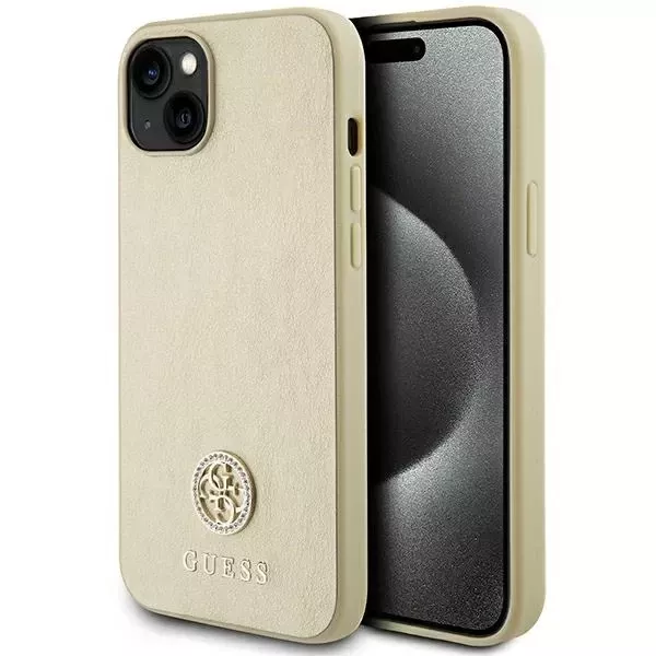 Etui Guess GUHCP15SPS4DGPD do iPhone 15 6.1" złoty/gold hardcase Leather 4G Metal Logo Strass