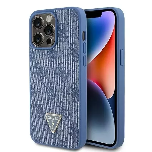 Etui Guess GUHCP15XP4TDPB do iPhone 15 Pro Max 6.7" niebieski/blue hardcase Leather 4G Triangle Strass