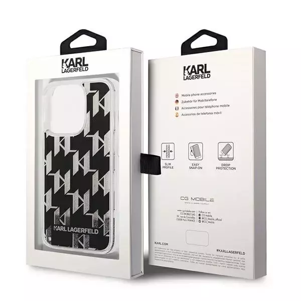 Karl Lagerfeld iPhone 14 Pro Book Case Saffiano Monogram Black