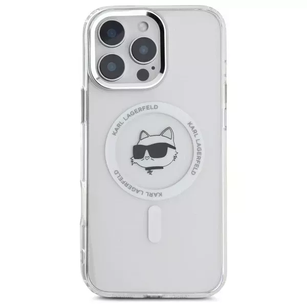 Etui Karl Lagerfeld do iPhone 16 Pro Max 6.9" Biały MagSafe Hardcase IML Metal Choupette Head 