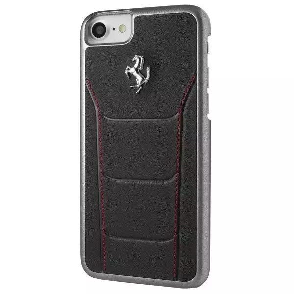Etui na telefon Ferrari iPhone 7 Plus black/red stiching 