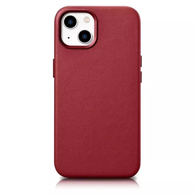 Etui na telefon iCarer Case Leather z naturalnej skóry do iPhone 14 Plus czerwony (kompatybilne z MagSafe)