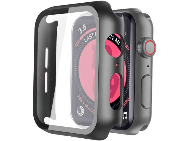 Etui obudowa 2w1 Alogy nakładka ze szkłem do Apple Watch 4/5/6/SE 44mm / 7/8 45mm Czarna