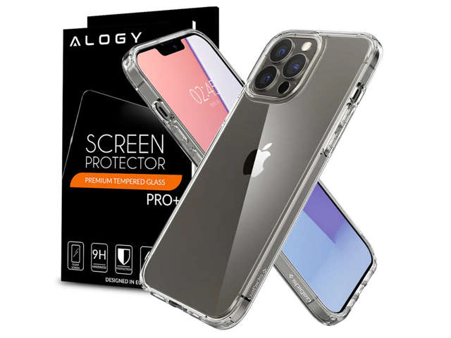 Etui obudowa case Spigen Ultra Hybrid do Apple iPhone 13 Pro Crystal Clear + Szkło